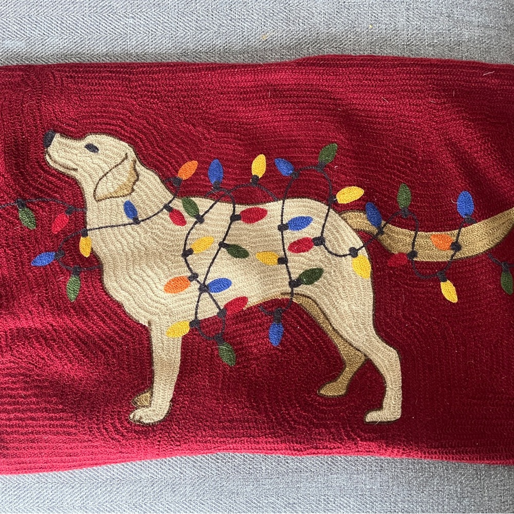 Pottery barn yellow dog Christmas pillow cover